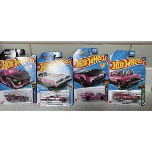 Hot Wheels  ( Pink ) Lot Of 4 NEW mix of 2024 and 2025